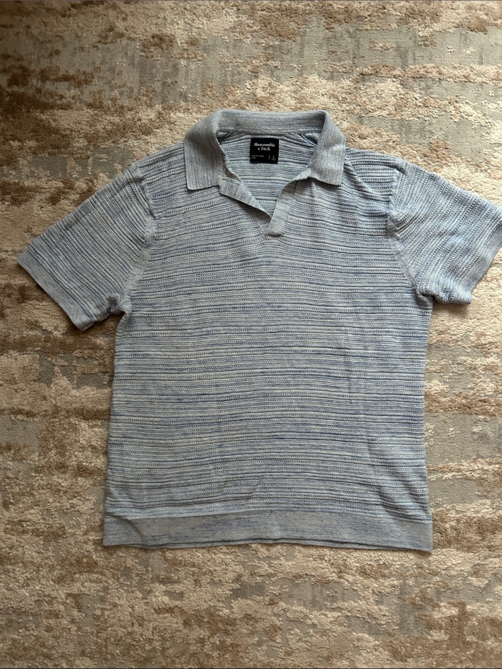 Men’s Abercrombie & Fitch Heathered Light Blue Short-Sleeve Knit Polo